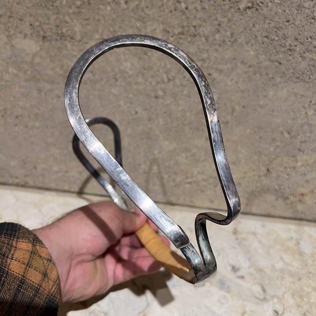 Sculptural Silver Plated Wine Holder by Eisenberg Lozano, 1960s Mid Century For Sale - Image 10 of 11