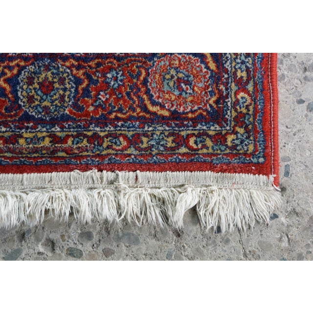 Late 20th Century Vintage Hand-Knotted Oriental Geometric Medallion Wool Rug Ivory Crimson 3x6' For Sale - Image 5 of 12