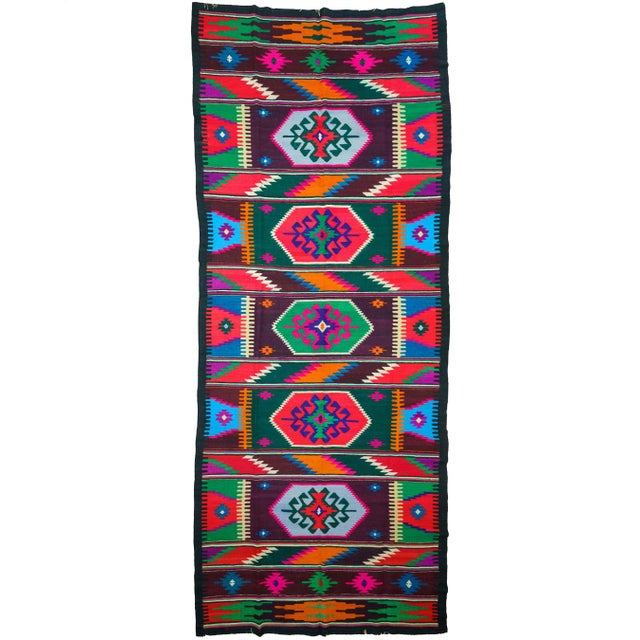 Vintage Eastern European Handwoven Wool Flatweave Runner Rug, 1970s For Sale - Image 9 of 10