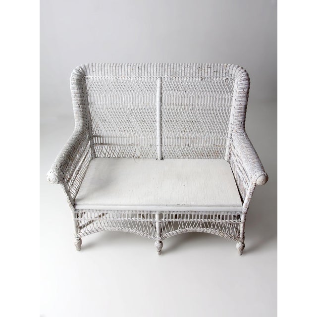 Antique Early 20th Century White Wicker Loveseat For Sale - Image 15 of 15