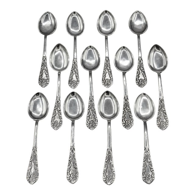 Circa 1930s Set of 12 Peruvian Sterling Silver Demitasse Spoons Chairish