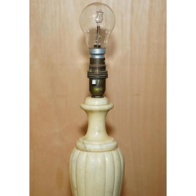 Lovely vintage Circa 1960's Made in Italy stamped table lamp in Marble with Brass Lions hairy paw feet in the Regency...