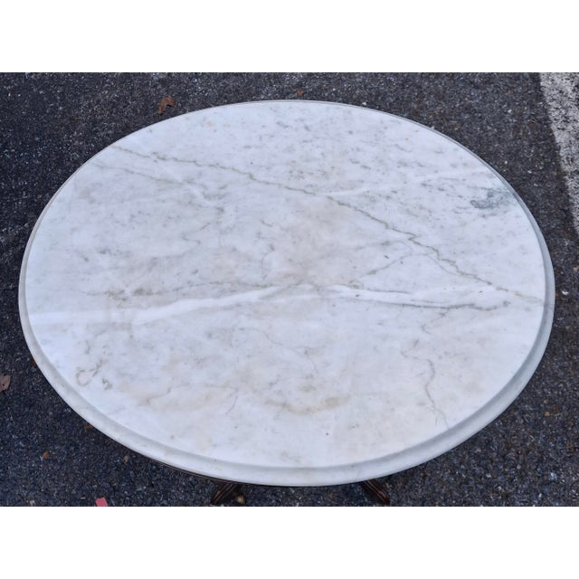 Late 19th Century Eastlake Style Walnut and Marble Tip Oval Rolling Side Table For Sale - Image 4 of 8