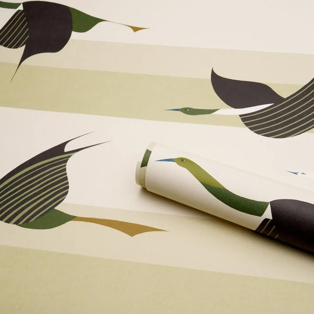 Schumacher x Peg Noriss Flying West Wallpaper In Green For Sale In New York - Image 6 of 6
