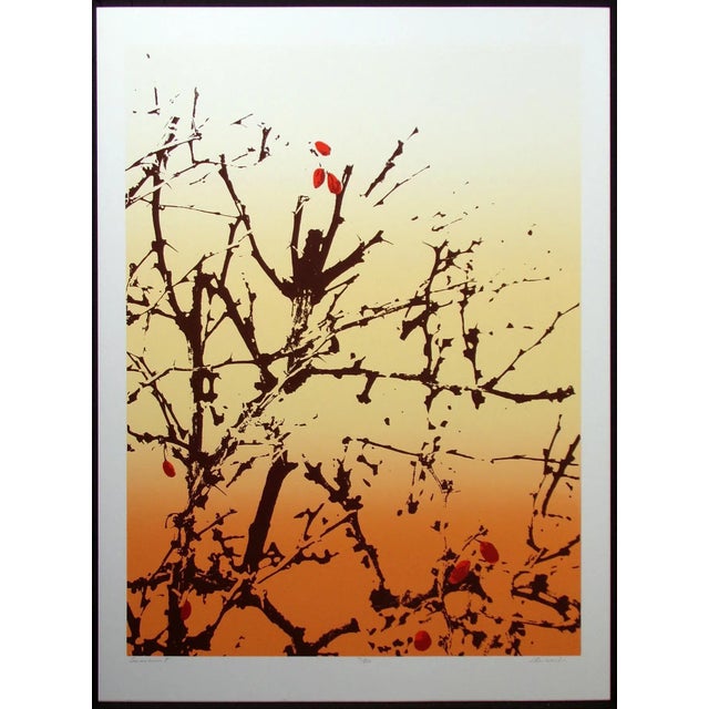 Yellow 1980s Jim Boutwell "Summerberries I & II" Diptych Signed and Numbered Serigraph Prints For Sale - Image 8 of 10