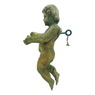 Baroque Style Angelo Statue in Wood, 18th Century For Sale