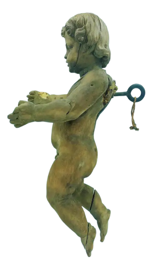 Baroque Style Angelo Statue in Wood, 18th Century