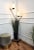 Mid-Century Art Deco Italian Black Metal Gilt Brass Opaline Glass Floor Lamp, 1950s For Sale - Image 3 of 9