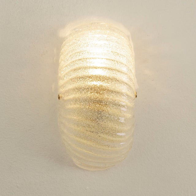 Mid-Century Modern Italian Murano Glass and Brass Wall Lights, 1990s, Set of 2 For Sale - Image 3 of 12