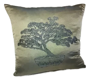 Asian Inspired Bonsai of the Vanities. Jim Thomson Cedros Denim Silk Pillow Cover