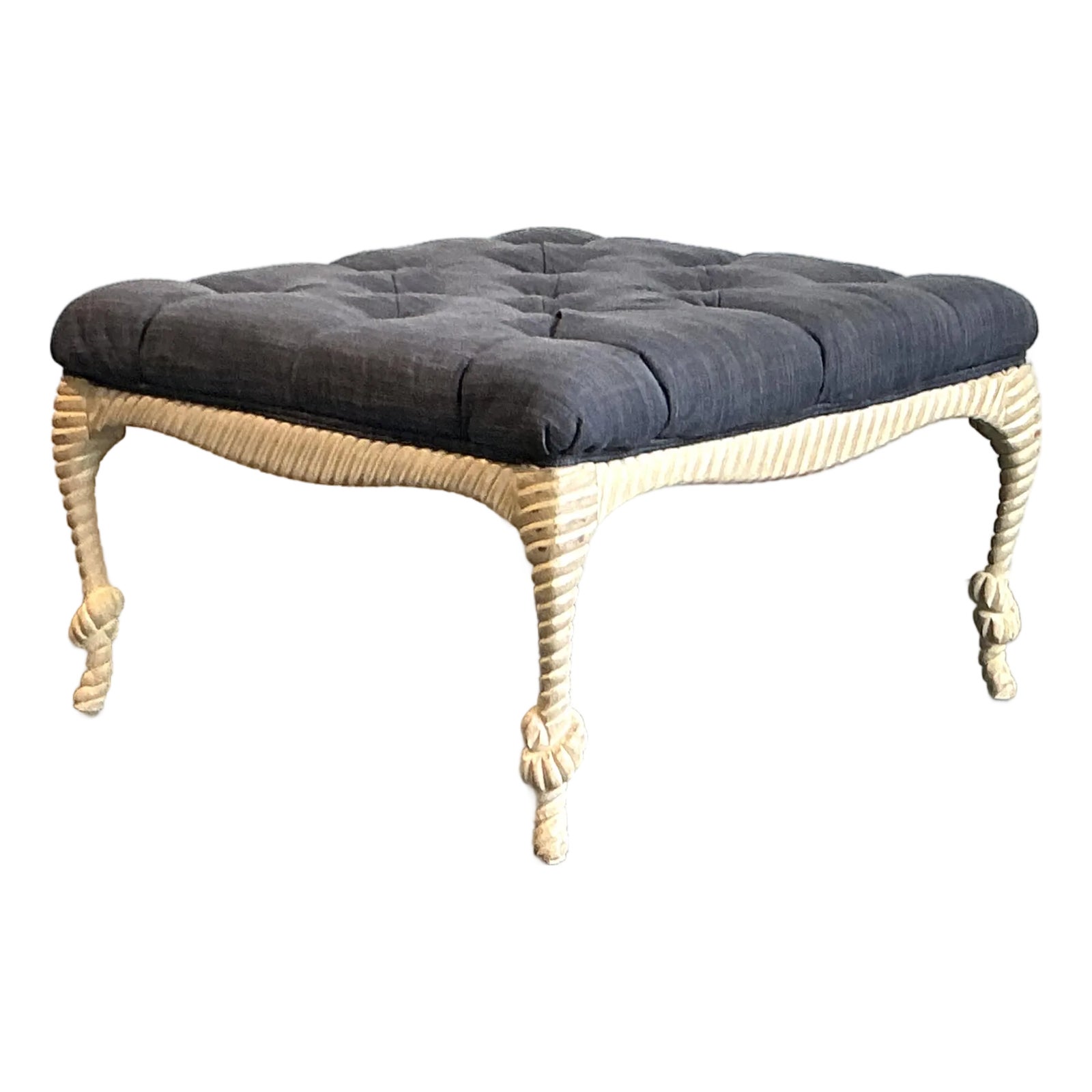 Vintage Rope and Knot Ottoman | Chairish