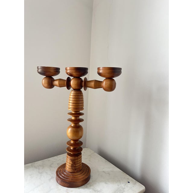1960s Vintage Scandinavian Wooden Candleholder, Sweden, 1960s For Sale - Image 5 of 9