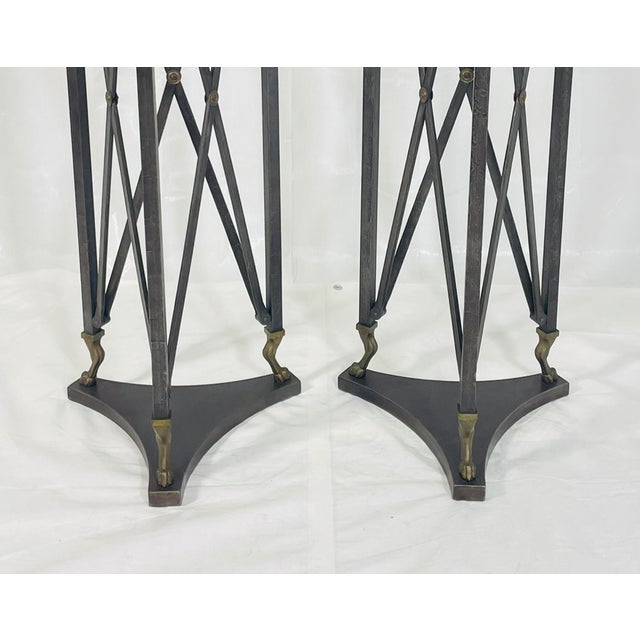 Metal Pair of Sculptural Bronze & Steel Stands by Marcello Mioni, Italy, 1970s For Sale - Image 7 of 18