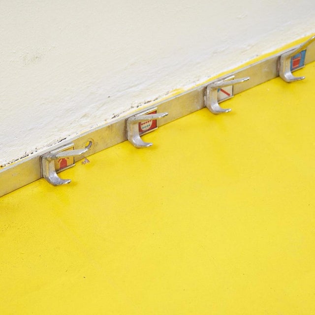 Vintage Aluminum School Coat Hanger For Sale - Image 3 of 9