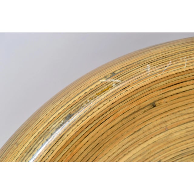 Vintage Bohemian Blonde Pressed Bamboo Mushroom Shaped Stool Mid-Century Modern For Sale - Image 12 of 13