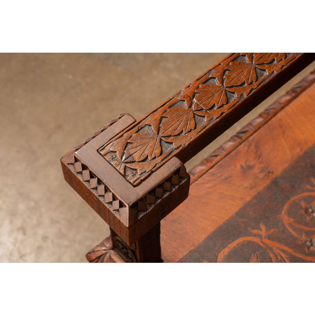 1880 Victorian Carved Mahogany Open-Back Monogram Armchair For Sale - Image 9 of 15