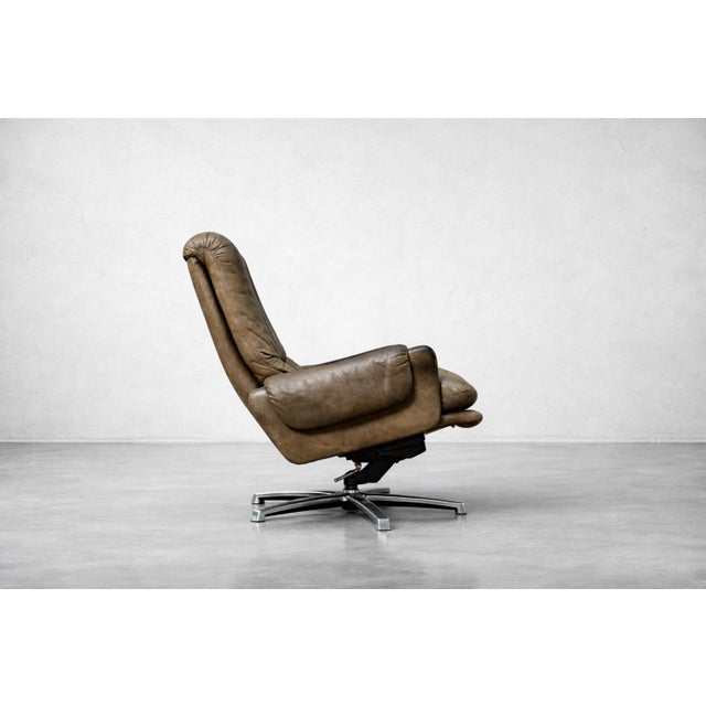 Mid-Century Modern German Brown Leather Lounge Swivel Chair from Musterring, 1960s For Sale - Image 12 of 18