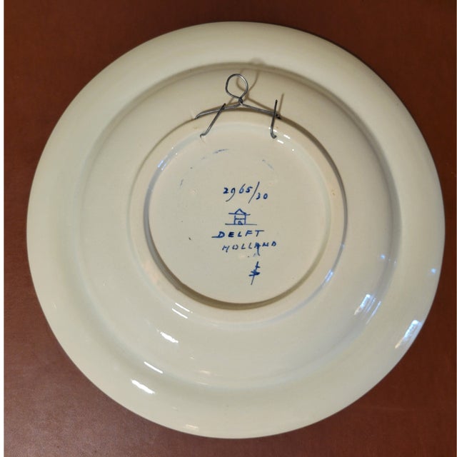 Art Nouveau Vintage Delft Decorative Handmade Platter For Sale - Image 3 of 4