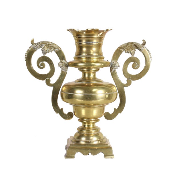 Solid Brass Gilt Vase For Sale