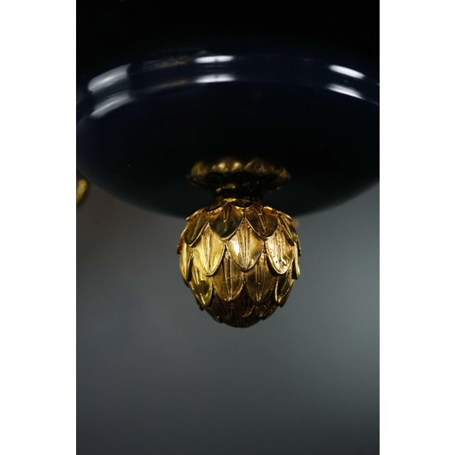 Brass Large Art Deco Gold Peacock Bird French Brass Empire Chandelier Lustre Lamp For Sale - Image 8 of 8