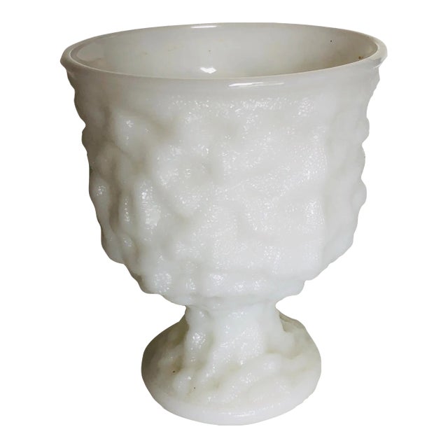 Midcentury e.o. Brody Milk Glass Pedestal Flower Vase / Urn For Sale