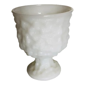 Midcentury e.o. Brody Milk Glass Pedestal Flower Vase / Urn