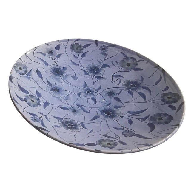 Mediterranean Vintage Moroccan Safi Ceramic Floral Platter by M. Reda Dbila For Sale - Image 3 of 11