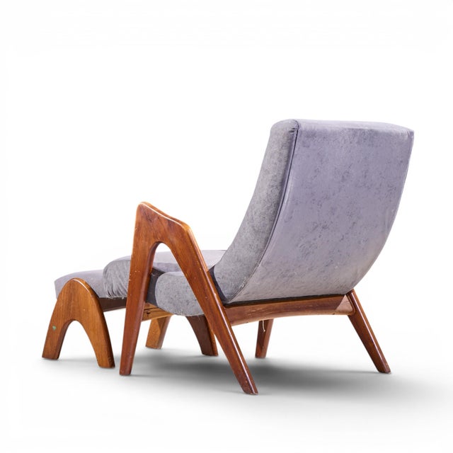 Mid 20th Century Adrian Pearsall for Craft Associates 705-Cw Mid Century Walnut Lounge Chair With Ottoman For Sale - Image 5 of 9