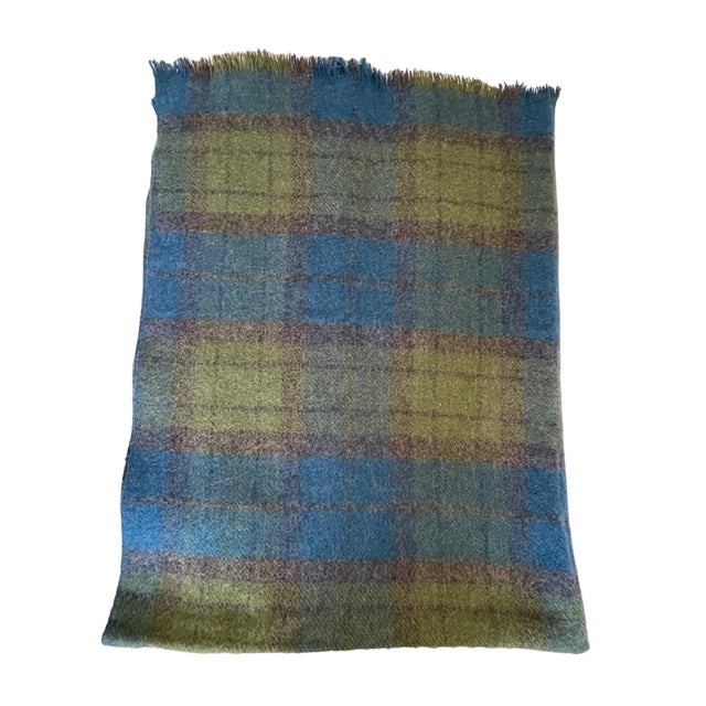 Vintage Dartington Hall Pure Wool Blanket Rug Throw. Blue and Green