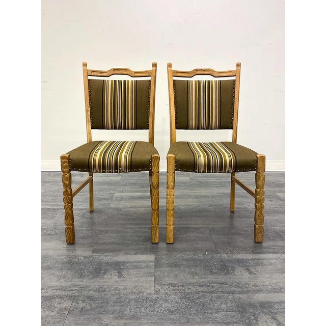 Henning Kjaernulf 4 Danish Mid Century Oak Dining Chairs For Sale - Image 4 of 10
