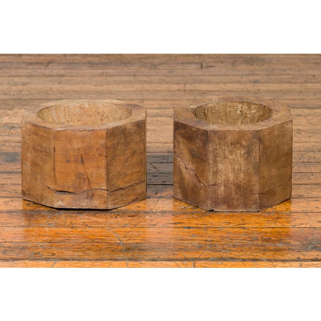 Antique Indonesian Rustic Octagonal Wooden Planter Made from Tree Trunks For Sale - Image 9 of 9