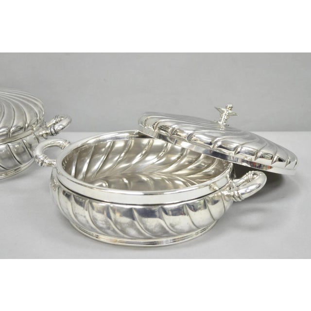 Antique Victorian Meriden B Co Spiral Swirl Silver Plated Covered Serving Dish Tureen - a Pair For Sale - Image 12 of 18