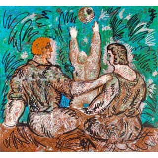 Sandro Chia, Huge 6X6 Lithograph Italian Post Modernist Figurative Pop Art Children's Holiday, 1984 For Sale