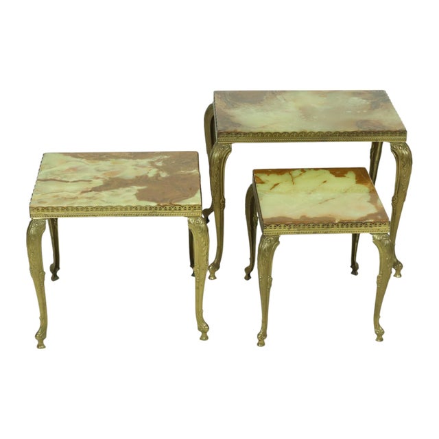 Hollywood Regency Nesting Tables in Onyx and Marble, 1950s, Set of 3 For Sale - Image 11 of 17