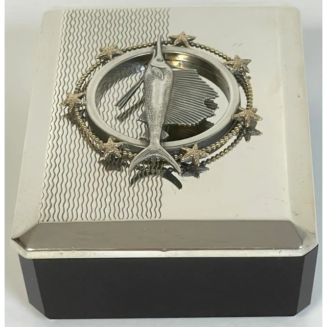 Early 20th Century Art Deco Sterling Sailfish & Black Amethyst Box by R. Blackington For Sale In West Palm - Image 6 of 13