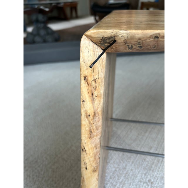 One of a Kind Natural Edge Spaltted Maple Waterfall Bench For Sale - Image 13 of 17