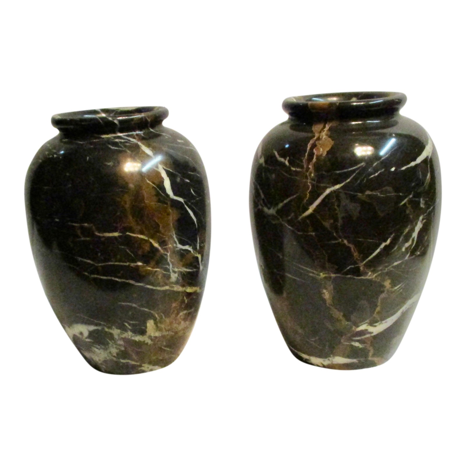 Large Black & Brown Marble Vases a Pair Chairish