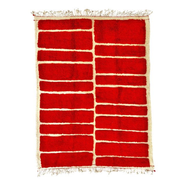 Moroccan Mrirt Rug in Red Wool, 1990 For Sale