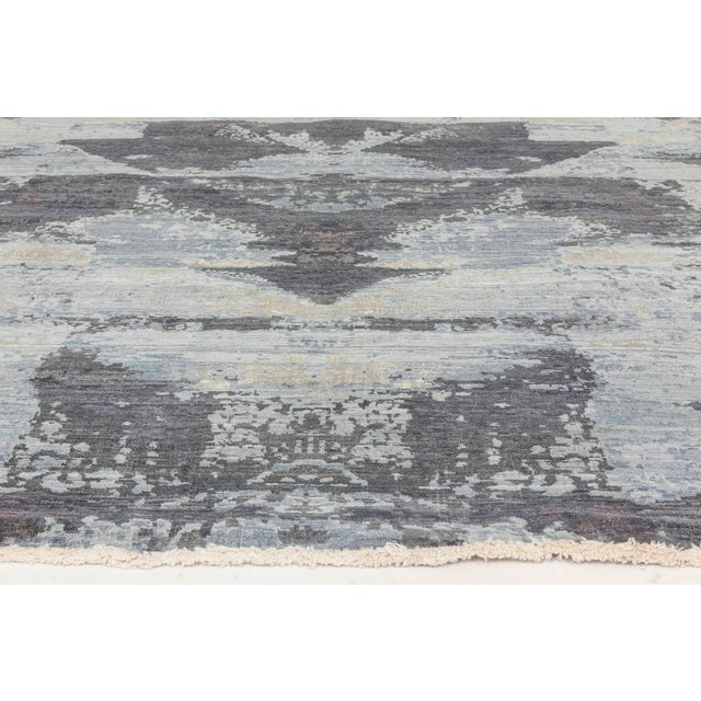 Modern Contemporary Hand-Knotted Abstract Wool Rug in Cool Tones by Doris Leslie Blau For Sale - Image 3 of 7