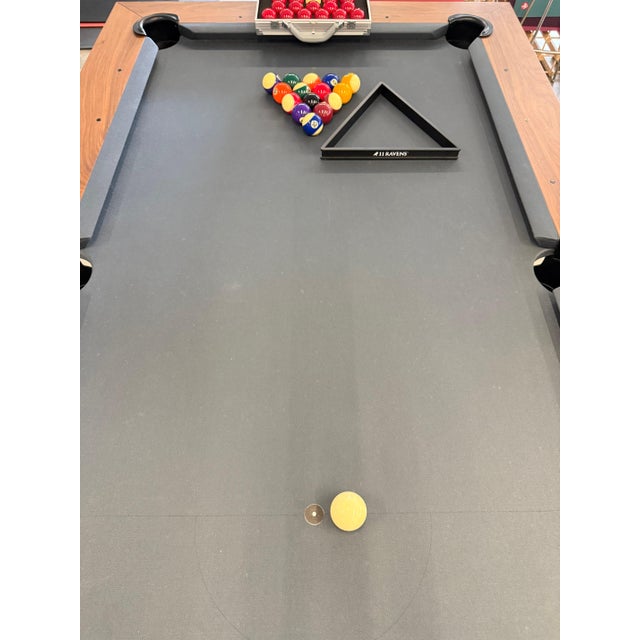 Luxury 3 in 1 Combination Pool Table, Table Tennis Table, Dining / Party Table + Matching Wall Unit and Benches. Premium Solid Walnut Wood. For Sale - Image 4 of 18