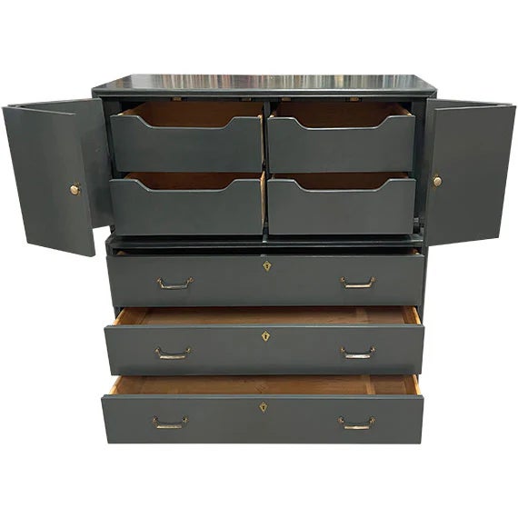 Campaign Mid 20th Century 42" Finished 3 Drawer 2 Door Vintage Tallboy For Sale - Image 3 of 3