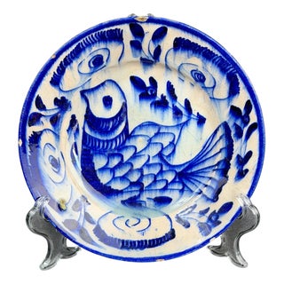 Middle Eastern Style Blue and White Pottery Plate, 1700s For Sale