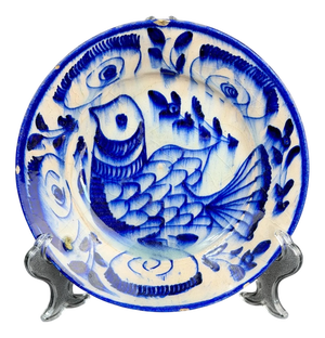 Middle Eastern Style Blue and White Pottery Plate, 1700s