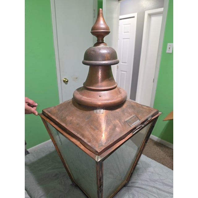 Copper Antique British Copper Street Lanterns by W. Parkinson & Co., - Pair For Sale - Image 8 of 11