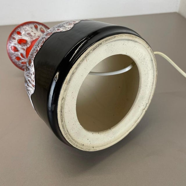 Fat Lava Pottery Table Lamp attributed to Jasba Ceramics, Germany, 1970s For Sale - Image 16 of 18