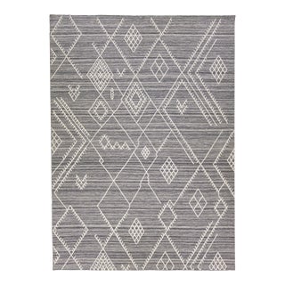 Early 21st Century Modern Flatweave Kilim Gray Geometric Wool Rug by Apadana For Sale