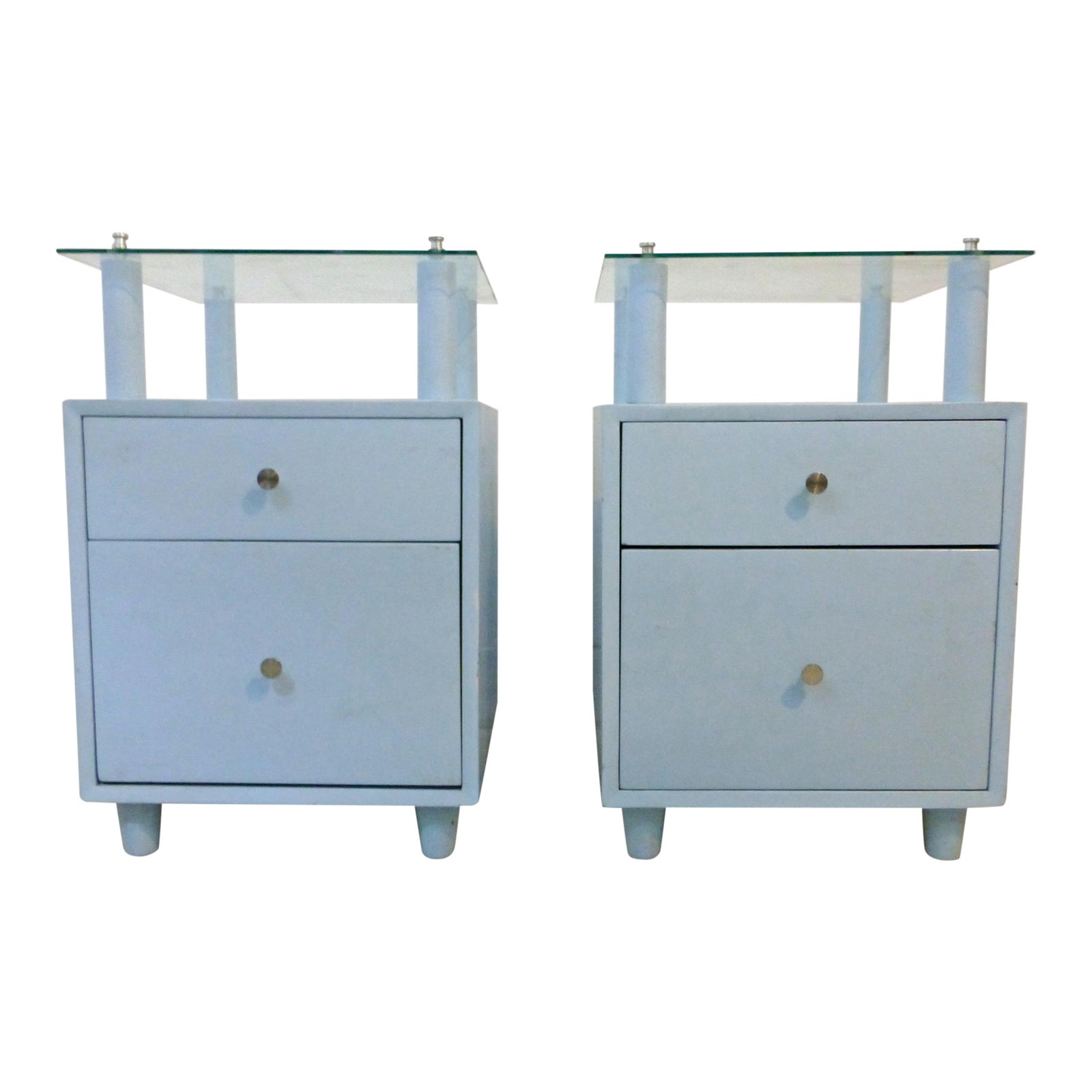 Mengel Module 1940s Sky Blue Night Stands With Raised ...