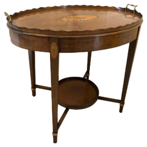 Antique Edwardian Inlaid Mahogany Tray Table