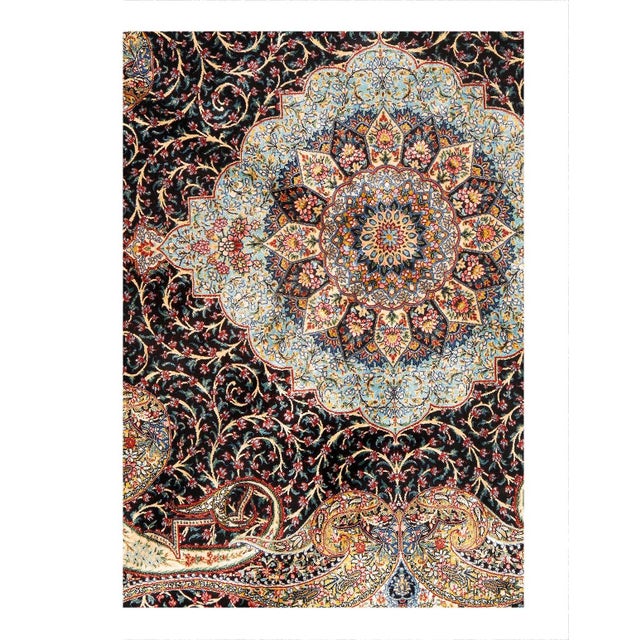 Persian Qum Design Viscose on a cotton foundation with a medallion This rug has a dense, soft pile, and excellent quality,...