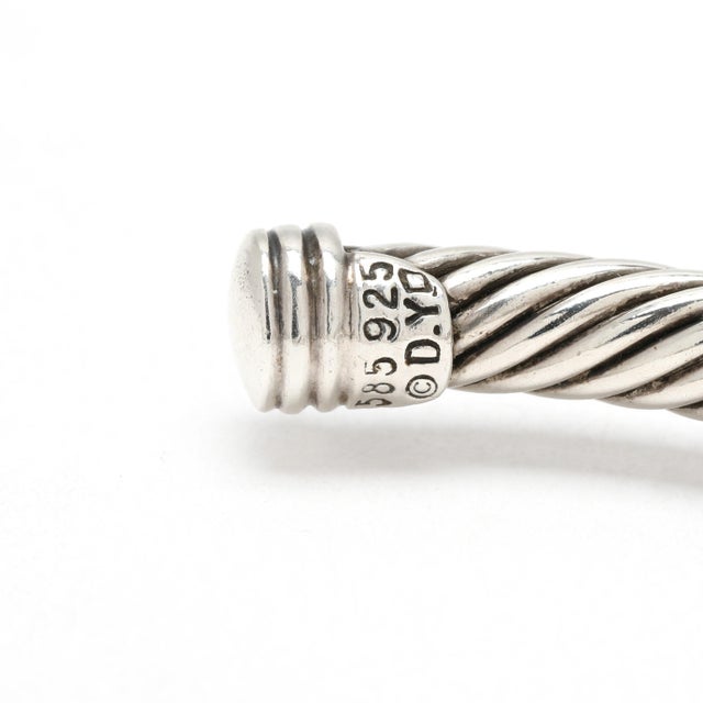 David Yurman Emerald Cable Cuff Bracelet, Sterling Silver & 14k Yellow Gold, 6.5 For Sale In Greensboro - Image 6 of 6